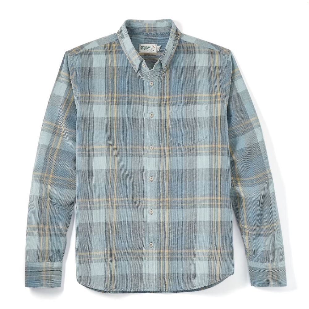 Wellen Light Blue Corduroy Plaid Button Down Casual Shirt XXL organic cotton